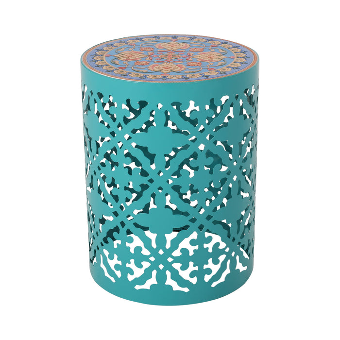 Airy - Outdoor Side Table With Lace Cut Design And Metal Frame