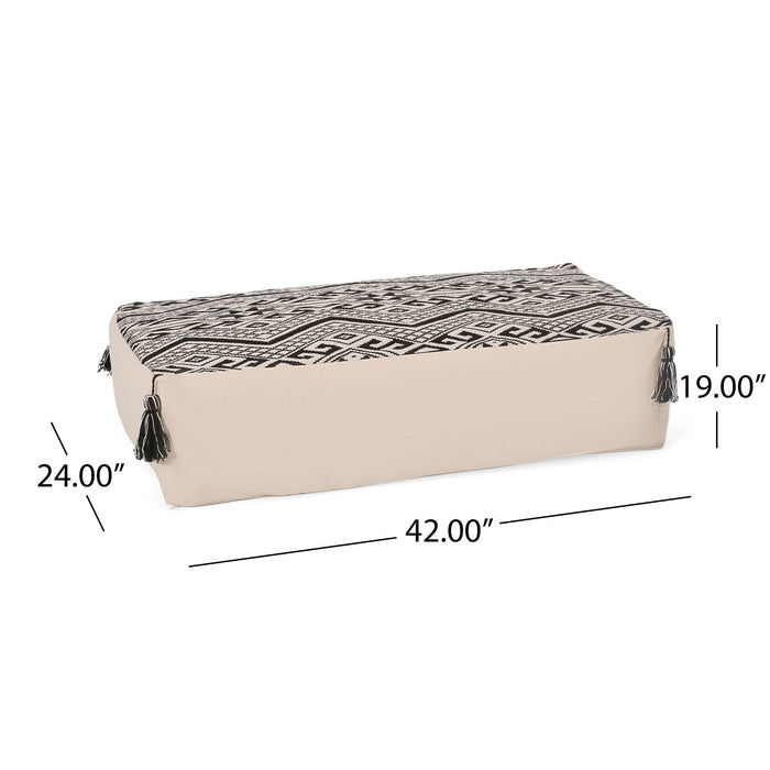 Kiki - Rectangular Pouf Ottoman Floor Cushion Natural - Black