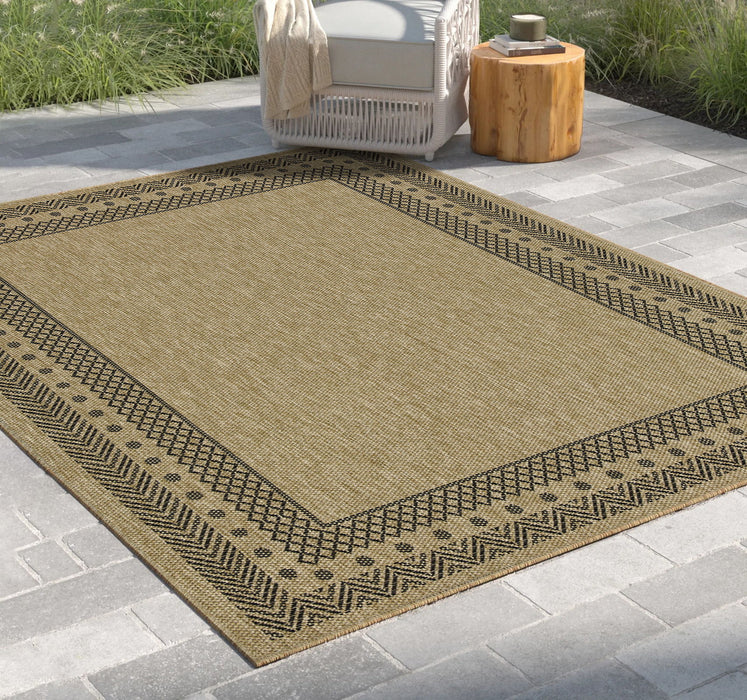 Earth - 5'3" X 7'3" Polypropylene Indoor, Outdoor Area Rug - Jute / Black