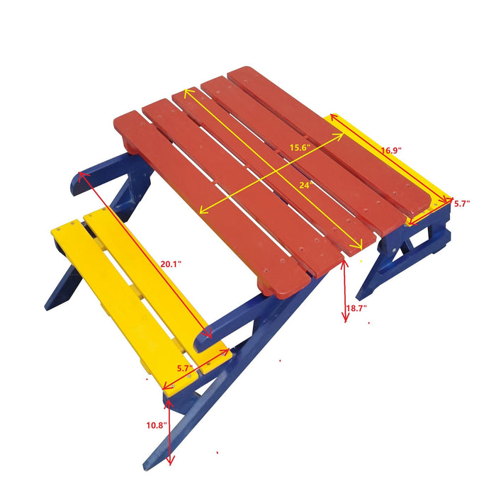 Kids Multi-Functional Arm Chair, Table With 2 Benches All-In-One Set