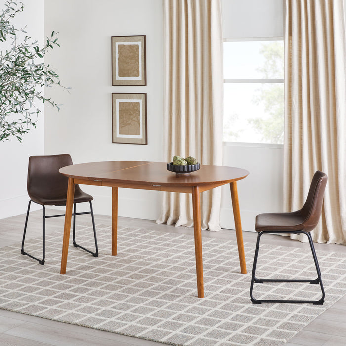 Mid-Century Damsel Extension Dining Table With Removable Leaf - Caramel