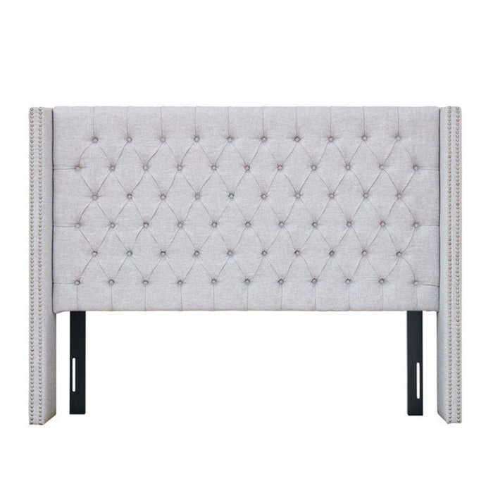 Transitional Upholstery Headboard With Tufted Buttons And Nailhead Trim