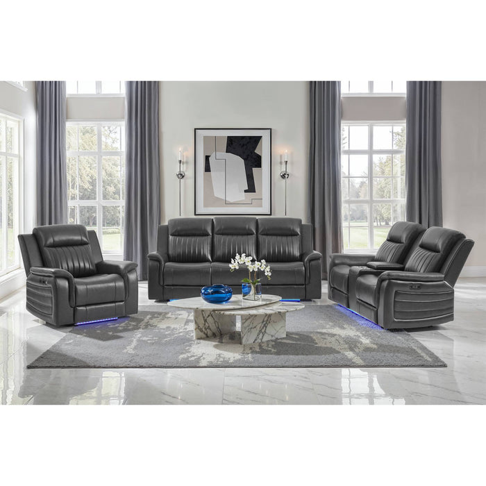 Ian - Power Recliner With Welt And LED Lighting - Charcoal