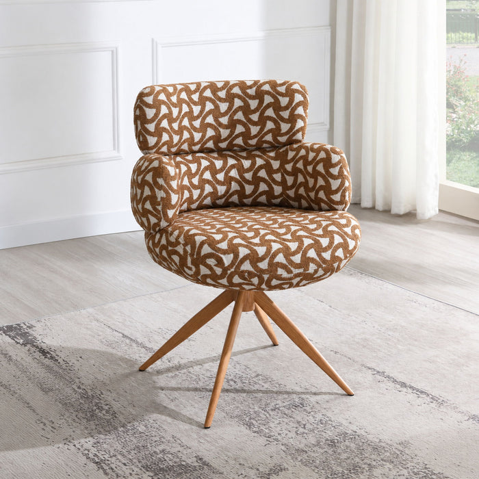 Lrna - Side Chair With Swivel - Brown / Natural