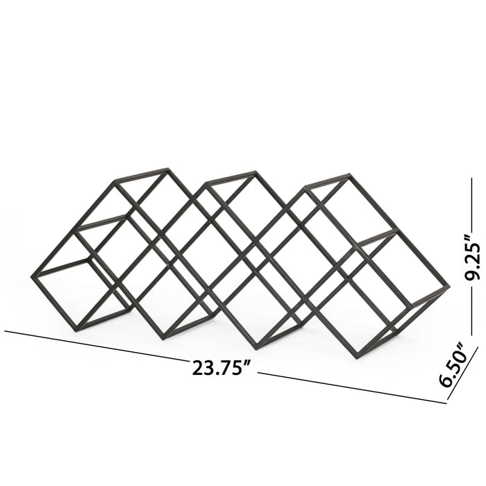 Modern Industrial Tabletop Wine Rack With 7 Bottle Holders - Black