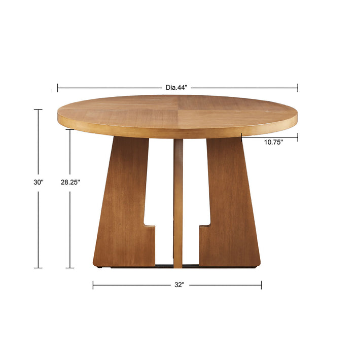 Round Dining Table With Pecan Wood Veneer - Walnut