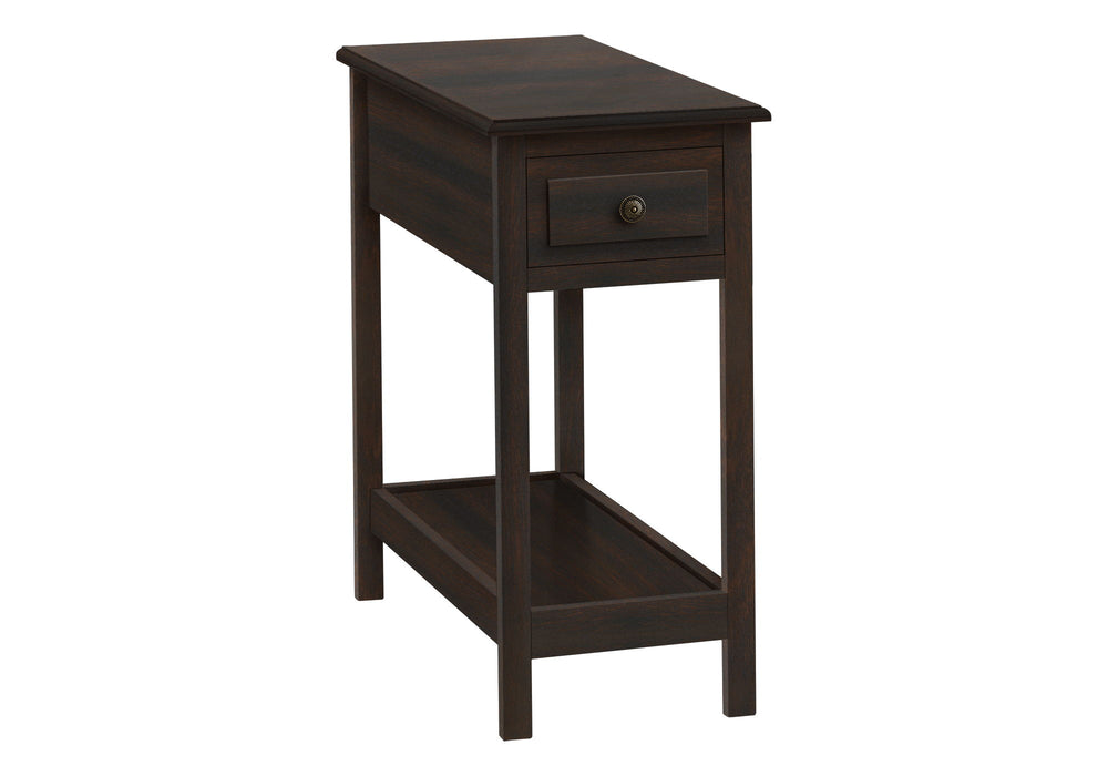 Accent End Table, 2 Tier, Storage Drawer, Transitional - Walnut
