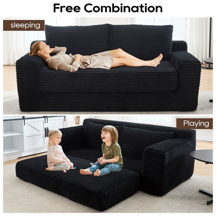 Convertible Loveseat Sofa Bed With Memory Foam & Steel Frame