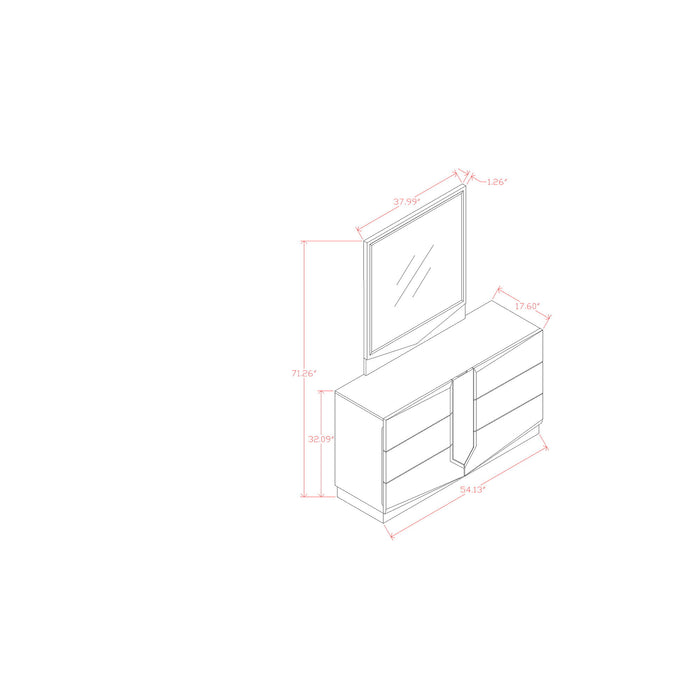 Vios - Zebra High Gloss Dresser - White