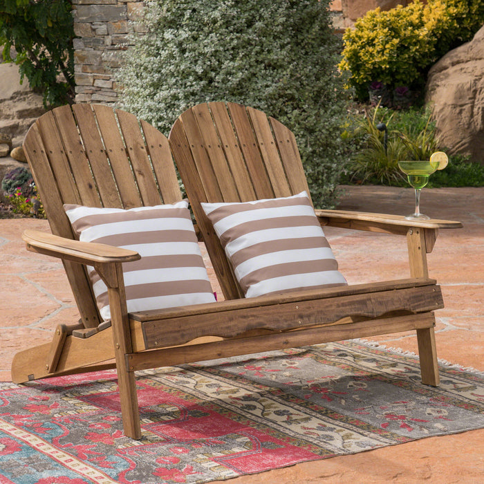 Outdoor Adirondack Rocking Loveseat With Hand Crafted Details