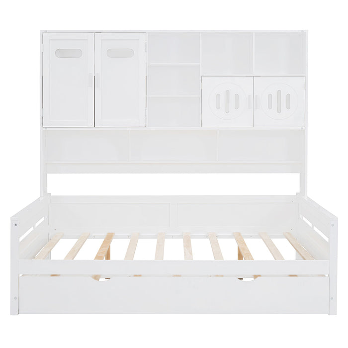 Daybed With All-In-One Cabinet And Shelf