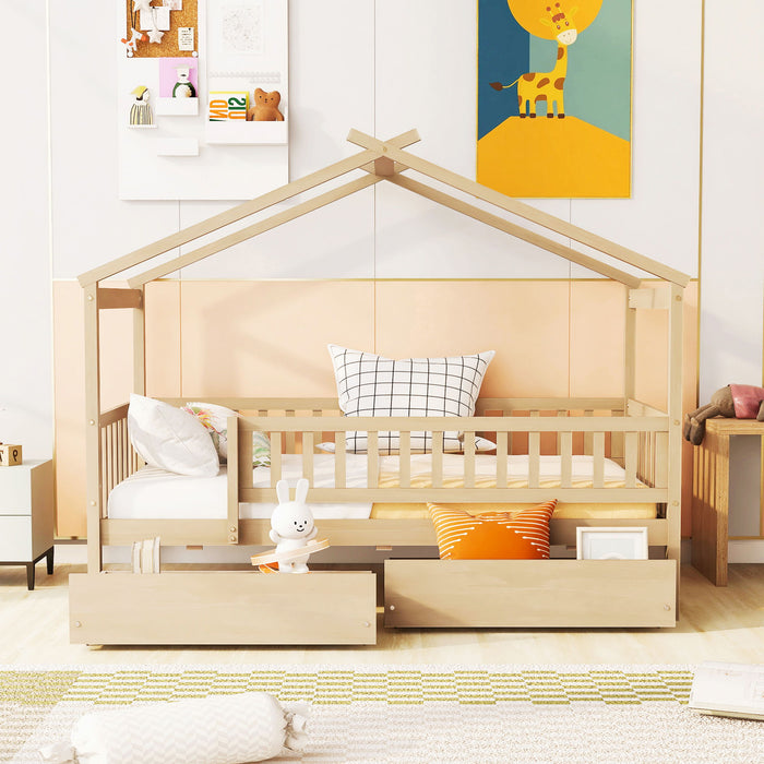 House Bed With 2 Drawers