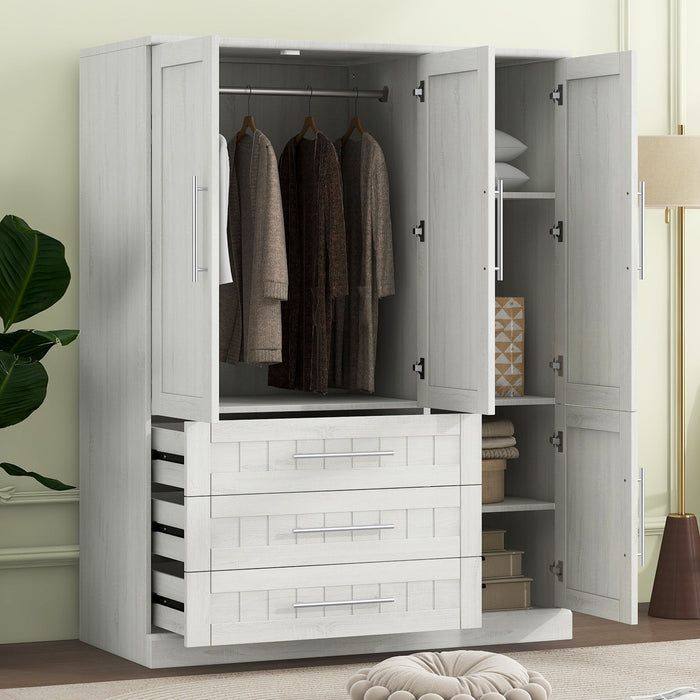 4 Door Wardrobe Armoire With 3 Drawers