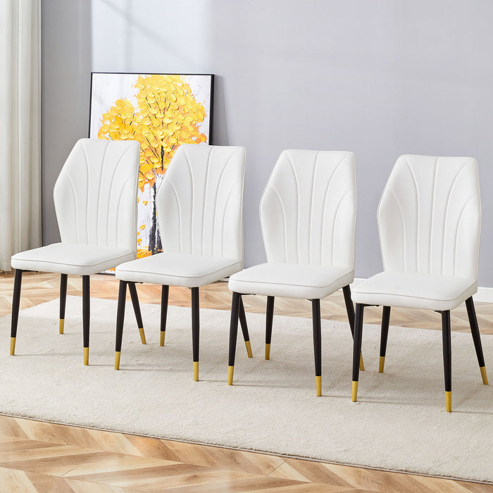 4 Modern Dining Chairs With Stylish Patterned Backrest And Metal Legs