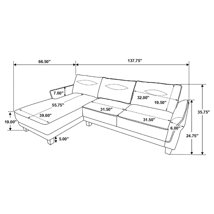 Granholm - Upholstered Curved Arm Sectional Sofa - White