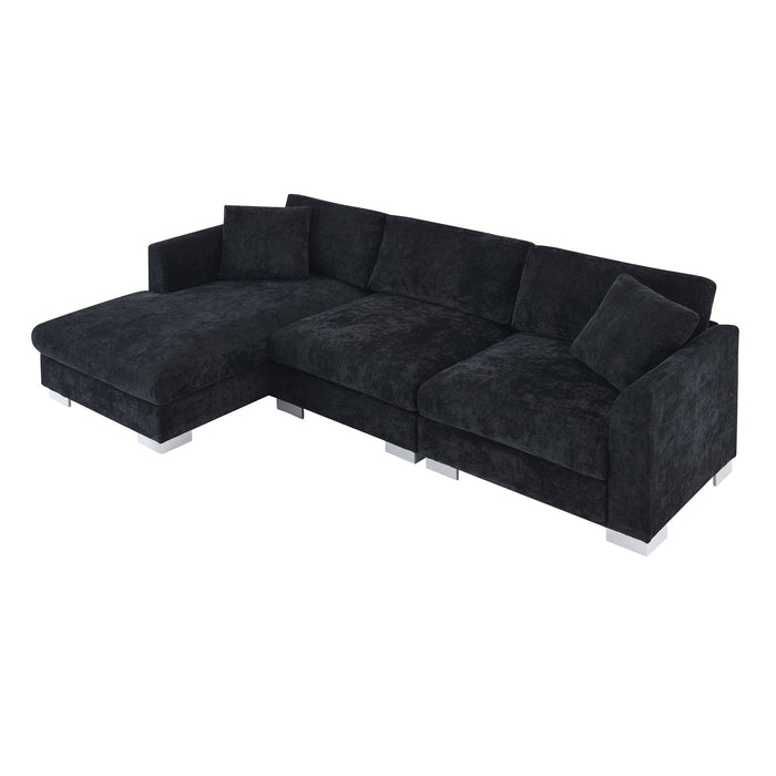 Modern Cloud Sectional Sofa L Shaped Luxury Couch Set With 2 Free Pillows 4 Seat With Oversized Chaise