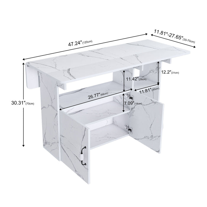 Multi Functional Folding Table With Storage Shelves And Wheels
