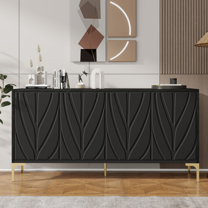 Modern Sideboard Buffet Cabinet With Handleless Press To Open Design With 4 Doors