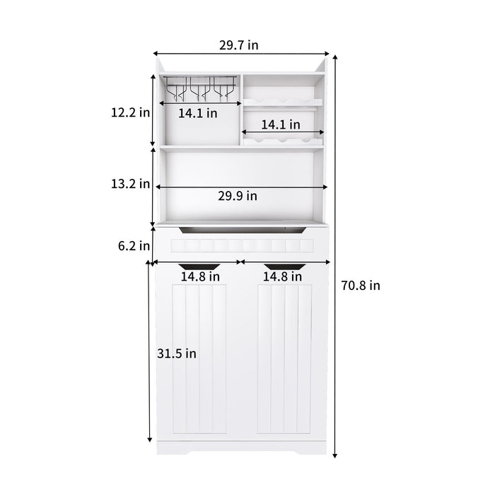 Modern Farmhouse Buffet Cabinet With Hutch Kitchen Storage Sideboard With Drawers & Barn Doors - White