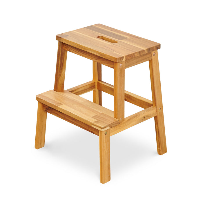 2 Step Stool, Indoor / Outdoor Use - Acacia Wood
