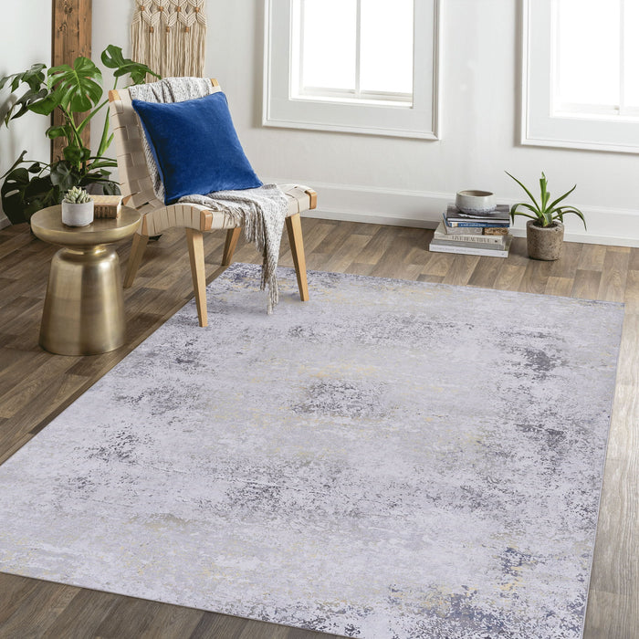 Maval - 8' X 10' Area Rug Washable - Gray / Gold