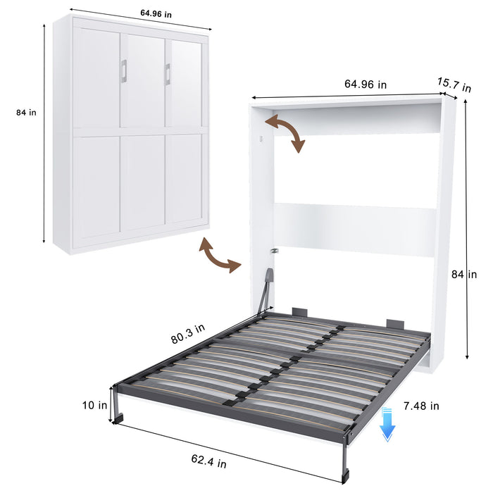 Queen Murphy Bed, Space Saving Design - White