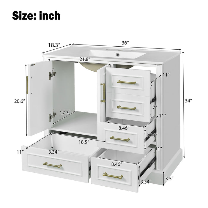 Traditional Bathroom Vanity With Soft Close Doors And Drawers