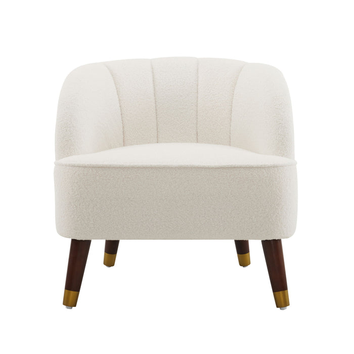 Elegant Upholstered Barrel Accent Chair With Wooden Legs