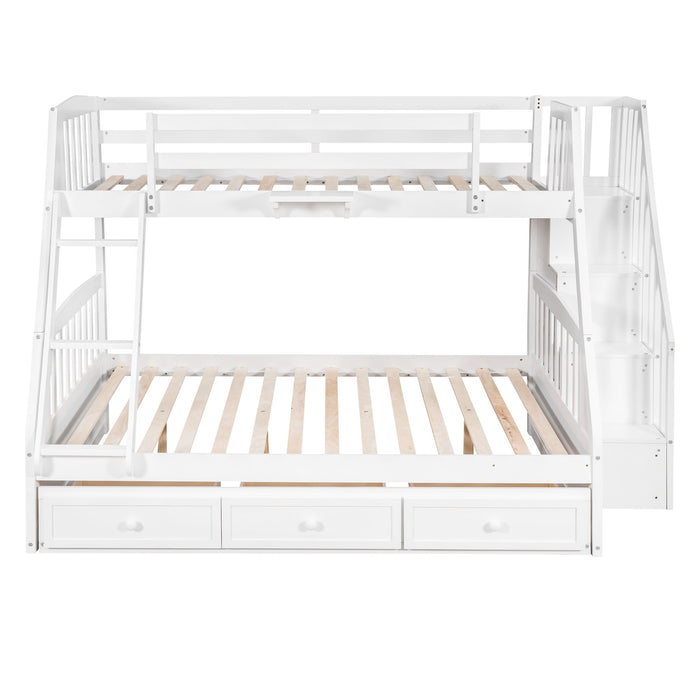 Bunk Bed With Drawers, Ladder And Storage Staircase