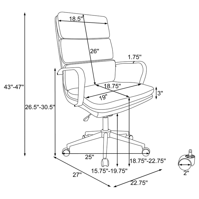 Molly - Upholstered Adjustable High Back Office Chair With Base - White