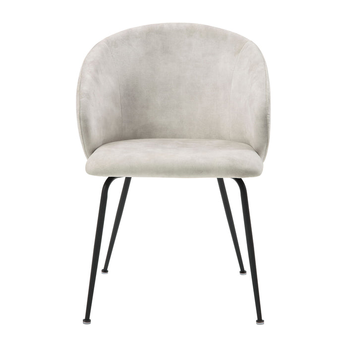 Velvet Upholstery Side Chairs 2 Piece Set With Metal Legs Modern Home Furniture - Beige