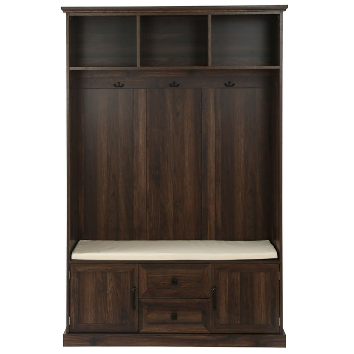 Hall Tree With 3 Hooks, Coat Hanger, Entryway Bench, Storage Bench, 3 In 1 Design