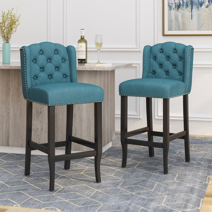 Vienna - Contemporary Fabric Tufted Wingback Counter Stools (Set of 2)