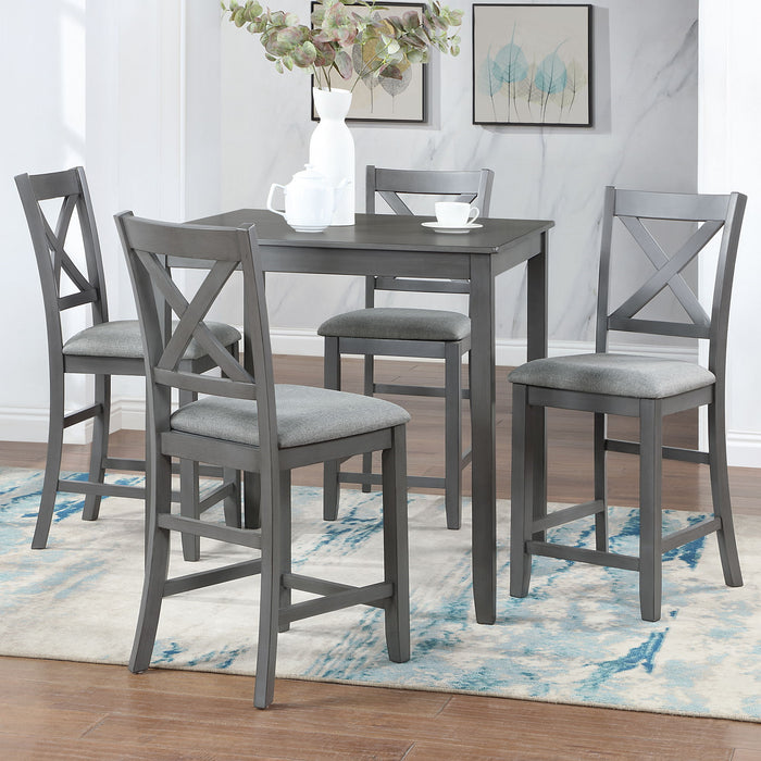 5 Piece Dining Table Set, Wooden Dining Square Table Set For 4