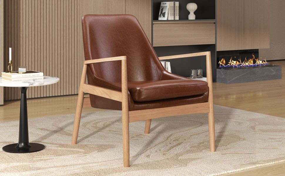 Mid-Century Modern Accent Armchair With High Back