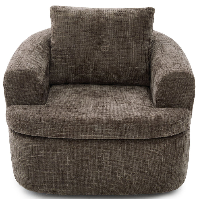 Modern Swivel Barrel Chair With Dual-Layer Cushion