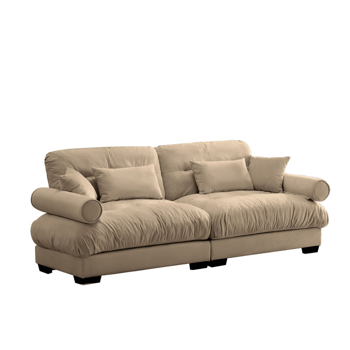 Modern Oversize Sofa With Cloud Like Comfort, Featuring Waist And Throw Pillows