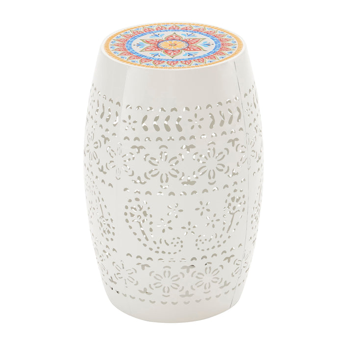 Ruby - Boho Mosaic Side Table With Ceramic Tile Top