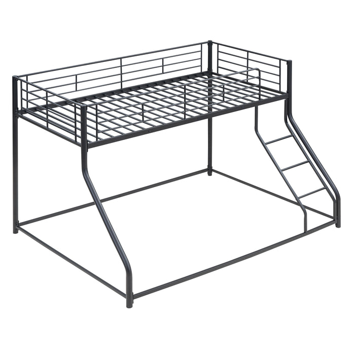 Metal Floor Bunk Bed With Sloped Ladder, Space Saving Design