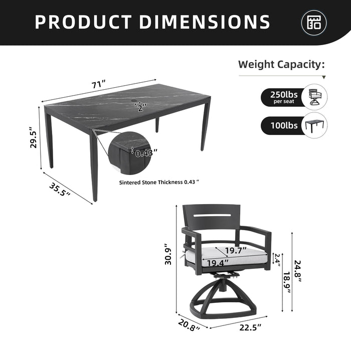 Modern Outdoor Patio Dining Set With Table And Chairs With Sunbrella Cushions