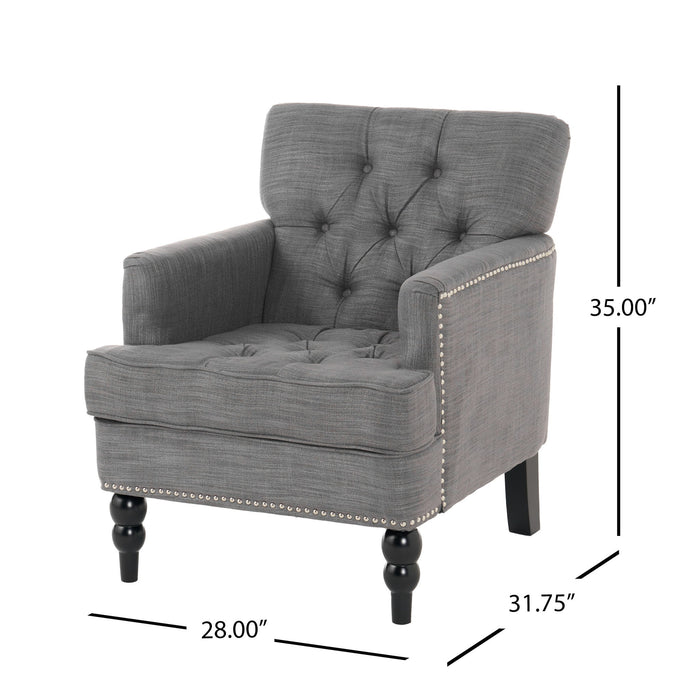 Harrison - Tufted Club Chair With Button Tufted Back And Birch Wood Legs